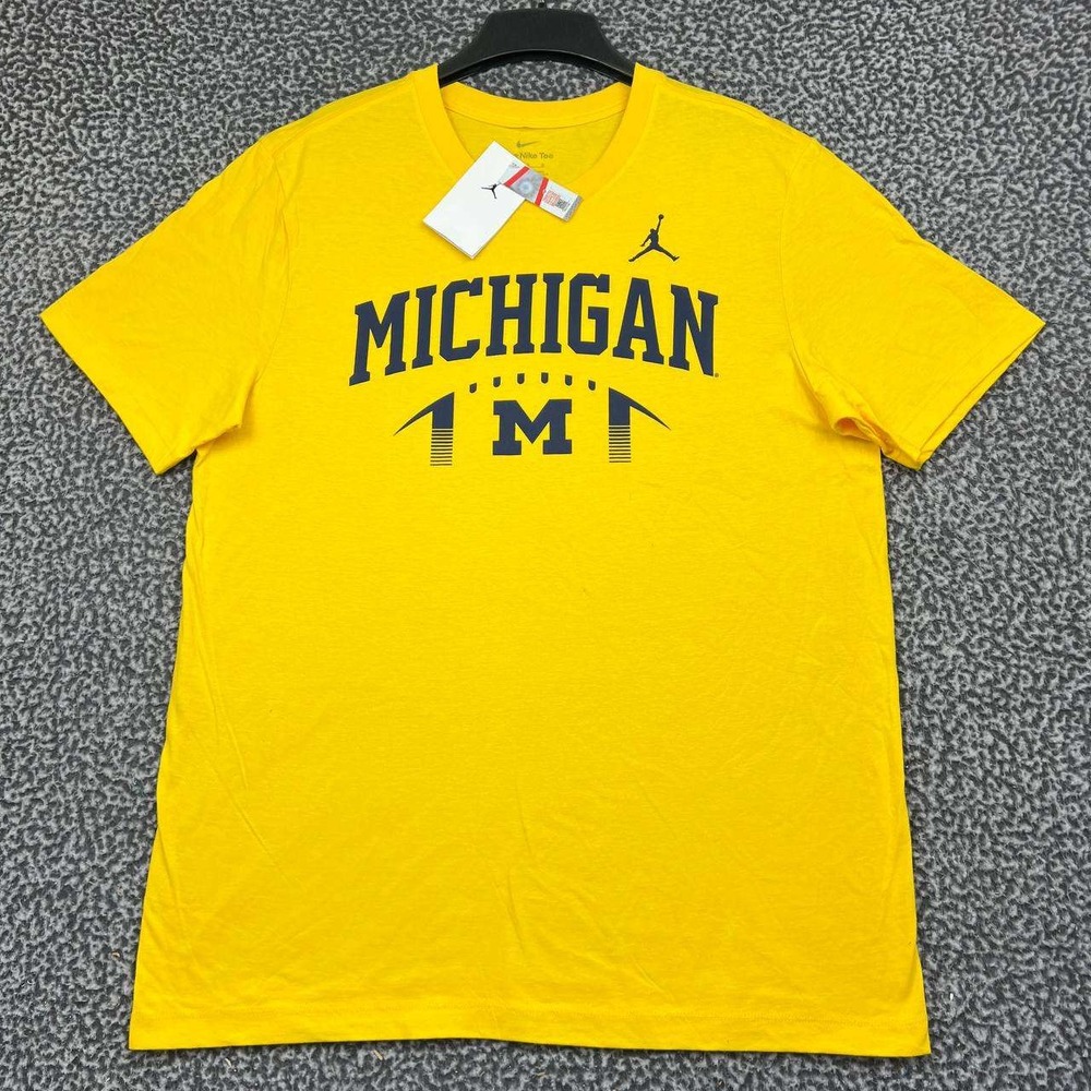 Nike Michigan Wolverines Shirt Men Large Yellow Short Sleeve Jordan New L